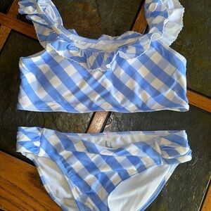 Raisins Blue and White Checkered Girls Swim Set